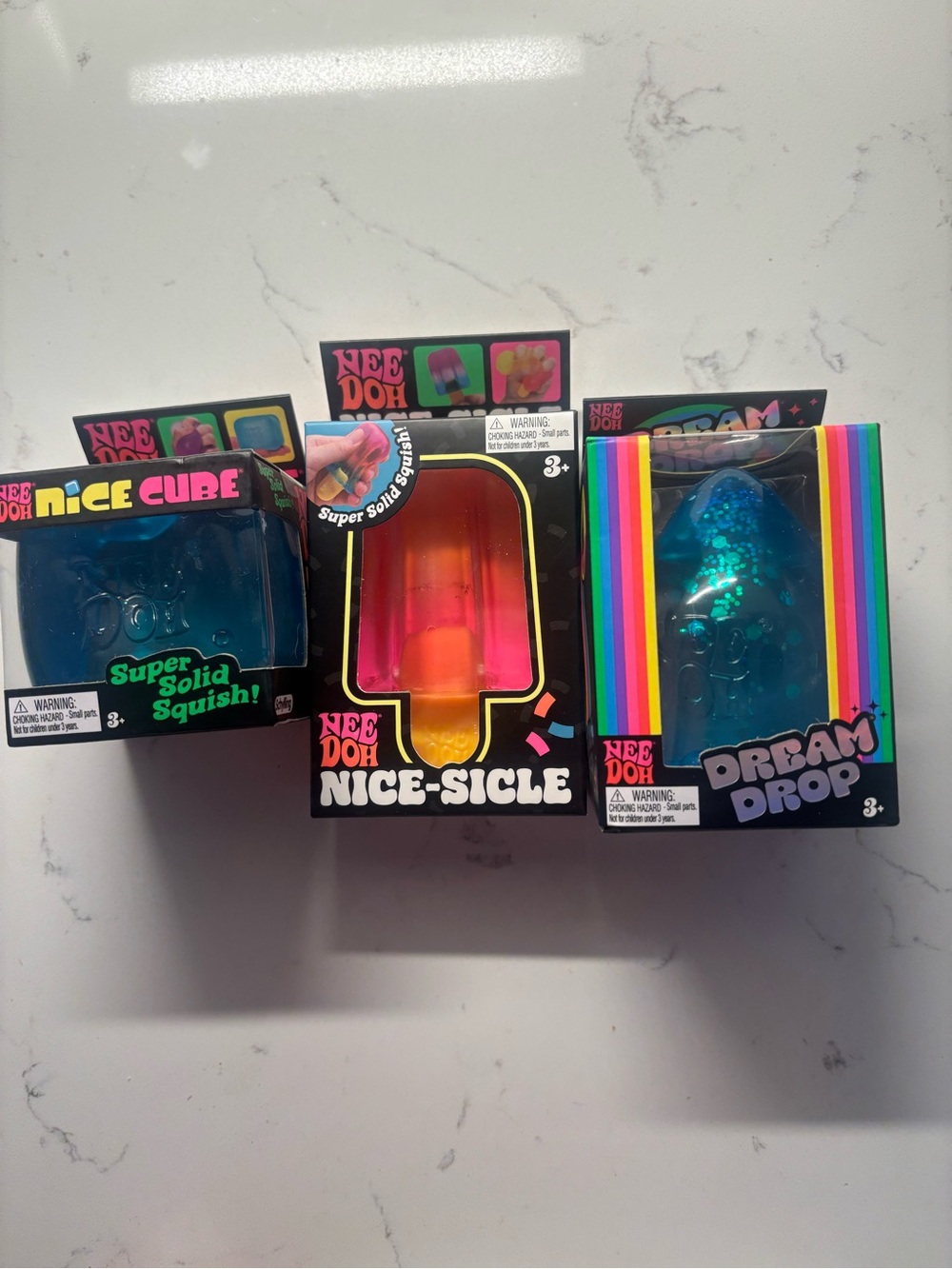 Bundle of 3 nee doh Nice-Sicle, Dream Drop and cube Schylling